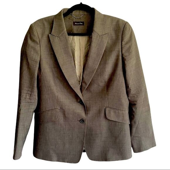 MASSIMO DUTTI Wool Cotton Blazer Grey 14 - Picture 1 of 12